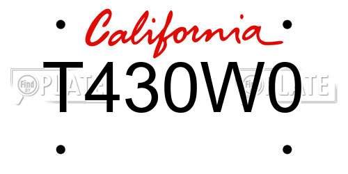 T430W0 California License Plate