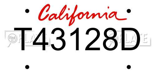 T43128D California License Plate