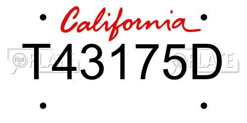 T43175D California License Plate