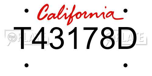 T43178D California License Plate