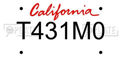 T431M0 California License Plate