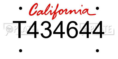 T434644 California License Plate