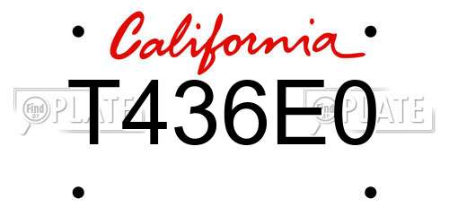 T436E0 California License Plate