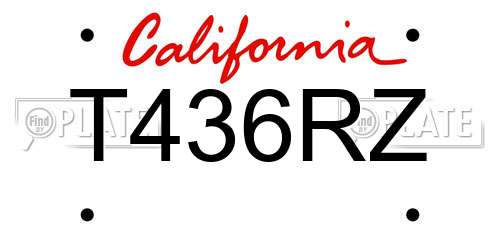 T436RZ California License Plate