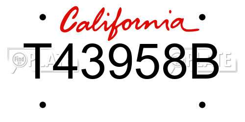 T43958B California License Plate