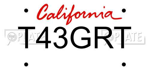 T43GRT California License Plate