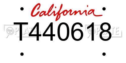 T440618 California License Plate