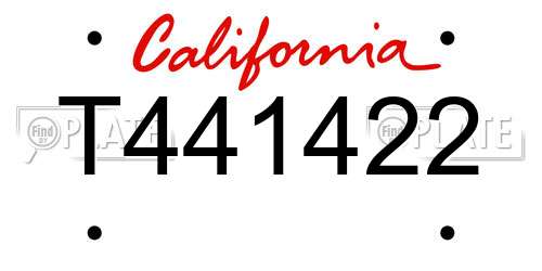 T441422 California License Plate