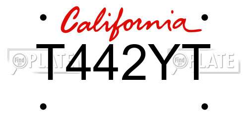 T442YT California License Plate