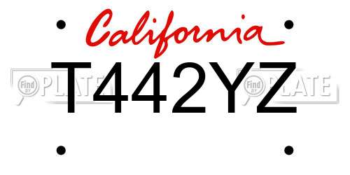 T442YZ California License Plate