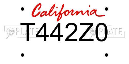 T442Z0 California License Plate