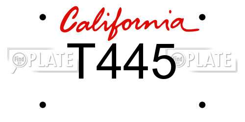 T445 California License Plate