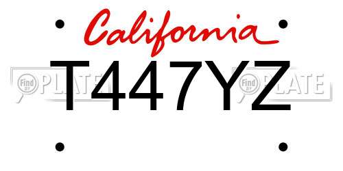 T447YZ California License Plate