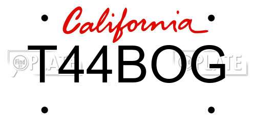 T44BOG California License Plate