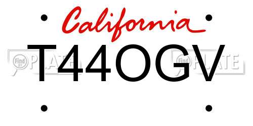 T44OGV California License Plate
