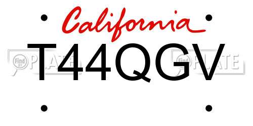 T44QGV California License Plate