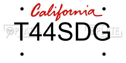 T44SDG California License Plate