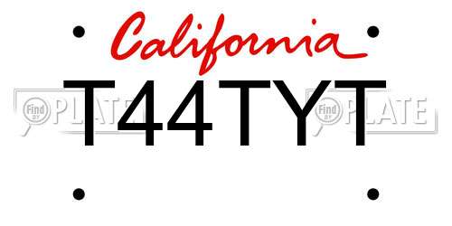 T44TYT California License Plate
