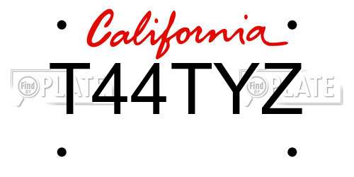 T44TYZ California License Plate