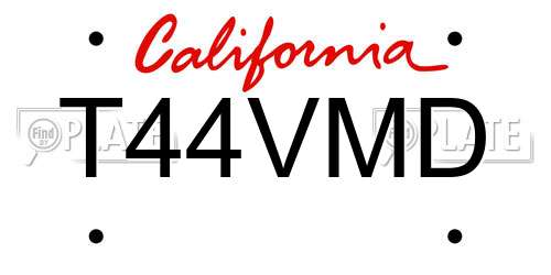 T44VMD California License Plate