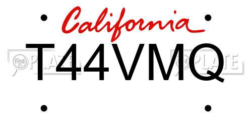 T44VMQ California License Plate