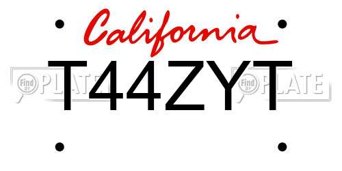 T44ZYT California License Plate