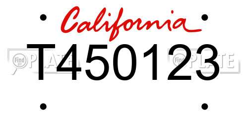 T450123 California License Plate
