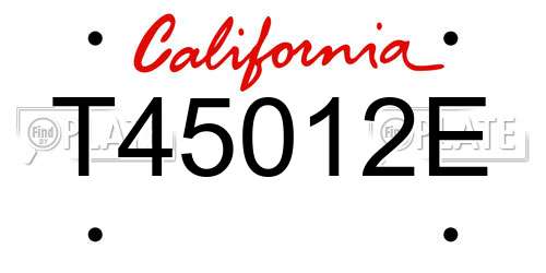 T45012E California License Plate