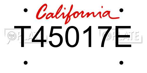 T45017E California License Plate