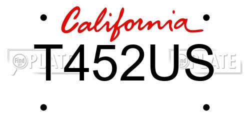 T452US California License Plate