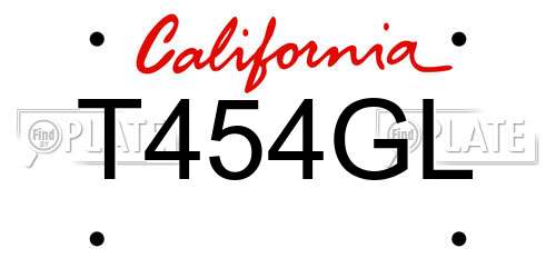 T454GL California License Plate