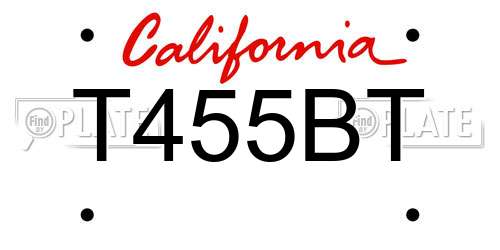 T455BT California License Plate