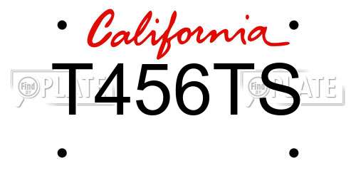 T456TS California License Plate