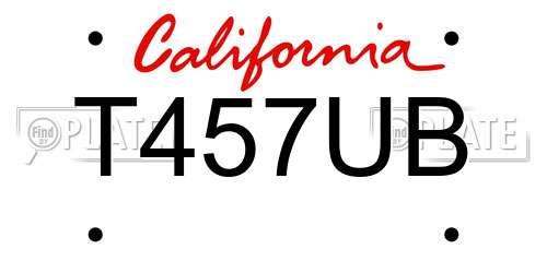 T457UB California License Plate