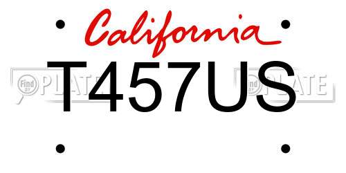 T457US California License Plate