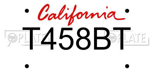 T458BT California License Plate