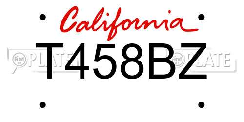T458BZ California License Plate