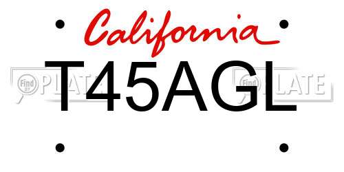 T45AGL California License Plate