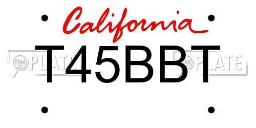 T45BBT California License Plate