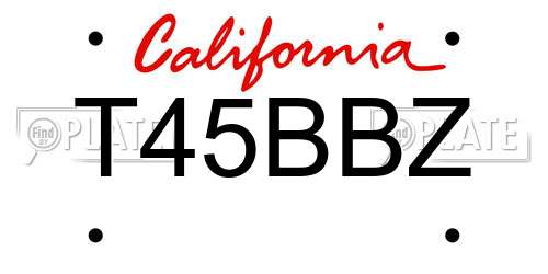 T45BBZ California License Plate