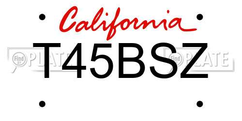 T45BSZ California License Plate