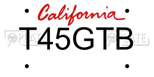 T45GTB California License Plate