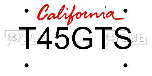 T45GTS California License Plate