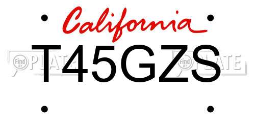 T45GZS California License Plate