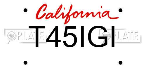T45IGI California License Plate