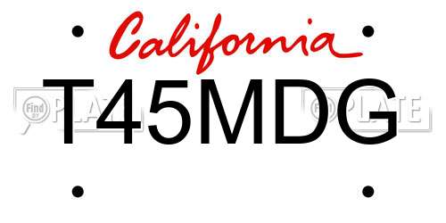 T45MDG California License Plate