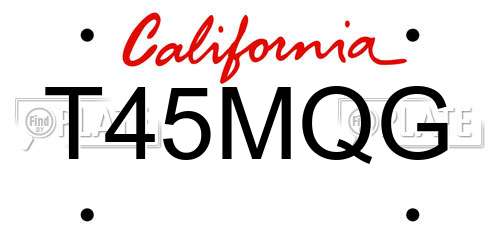 T45MQG California License Plate