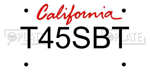 T45SBT California License Plate