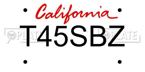 T45SBZ California License Plate