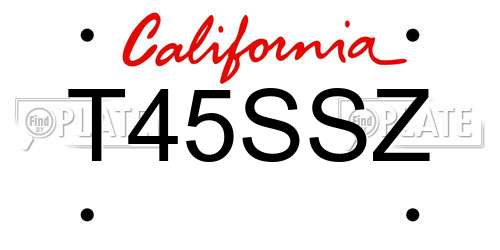 T45SSZ California License Plate